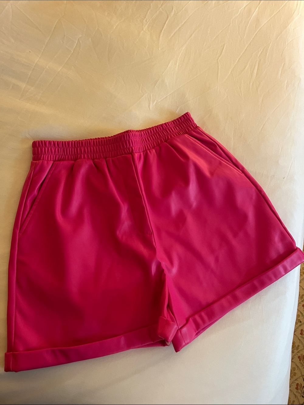 Steve Madden Hot Pink Elastic-Waist faux leather shorts. Sz L. NWT buy both $30b